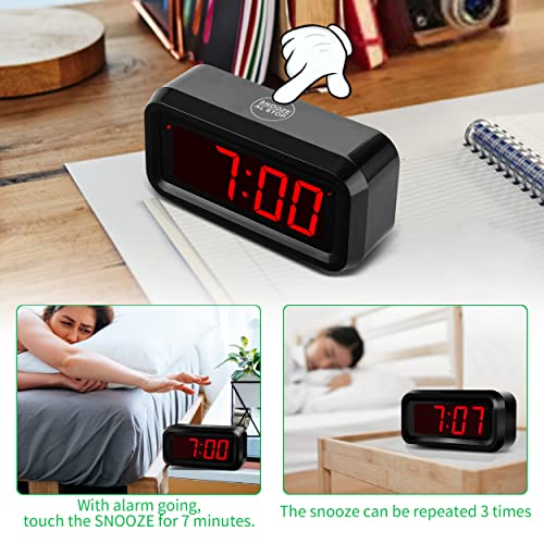 KWANWA Alarm Clock, Wall Clock, Battery Operated Clock, Adjustable 3-Level Led Brightness, Dim Night Model, 12/24Hr, Cordless, Constantly 1.2'' Red Digits Display, Small Clock for Bedroom/Travel - The Gadget Collective