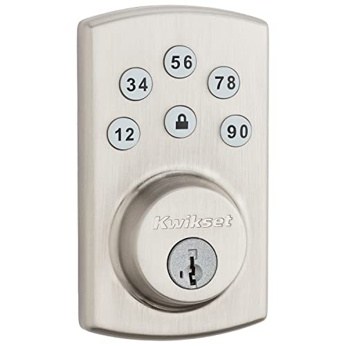 Kwikset 99070-101 Powerbolt2 Door Lock Single Cylinder Electronic Keyless Entry Deadbolt Featuring SmartKey Security in Satin Nickel - The Gadget Collective