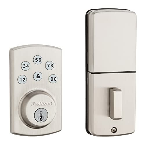 Kwikset 99070-101 Powerbolt2 Door Lock Single Cylinder Electronic Keyless Entry Deadbolt Featuring SmartKey Security in Satin Nickel - The Gadget Collective