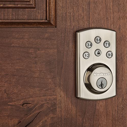 Kwikset 99070-101 Powerbolt2 Door Lock Single Cylinder Electronic Keyless Entry Deadbolt Featuring SmartKey Security in Satin Nickel - The Gadget Collective