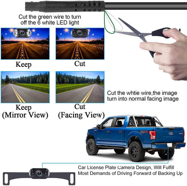 Leekooluu Backup Camera Rear View Monitor Kit HD 1080P for Car Truck Minivan Waterproof Night Vision DIY Grid Lines LK3 - The Gadget Collective