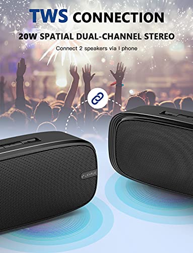 LENRUE Bluetooth Speaker, Wireless Portable Speaker with Loud Stereo Sound, Rich Bass, 12-Hour Playtime, Built-in Mic. Perfect for iPhone, Samsung and More - The Gadget Collective