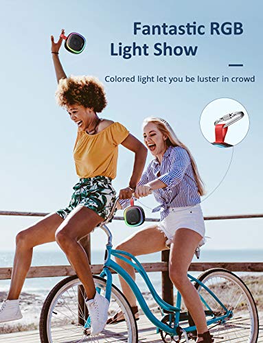 LENRUE F9 Bluetooth Shower Speaker, IPX7 Waterproof Portable Speaker with TWS RGB Lights, Wireless for Bike Kayak Pool Beach Outdoor (Black) - The Gadget Collective