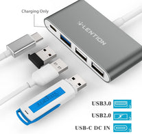 LENTION 4-in-1 USB-C Hub with Type C, USB 3.0, USB 2.0 Compatible 2020-2016 MacBook Pro 13/15/16, New Mac Air/Surface, ChromeBook, More, Multiport Cha - The Gadget Collective