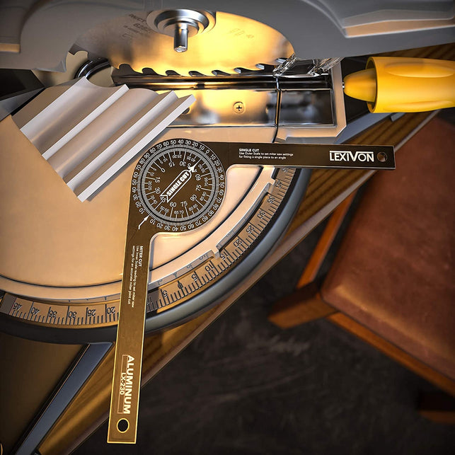 LEXIVON Aluminum Miter Saw Protractor | 7-Inch Rust Proof Angle Finder Featuring Precision Laser Engraved Scales (LX-230) - The Gadget Collective