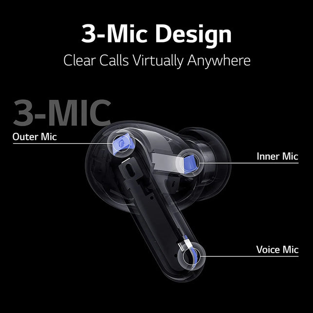 LG TONE Free True Wireless Bluetooth Earbuds FP9 - Active Noise Cancelling Earbuds with Uvnano Charging Case, Black - The Gadget Collective