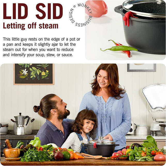 Lid Sid: Pot Lid Lifter | Pot Lid Holder That Keeps Pot from Boiling over | Helpful Kitchen Gadget to Reduce Soups and Stews | Cool Kitchen Gadgets & Cute Kitchen Accessories | by Monkey Business - The Gadget Collective