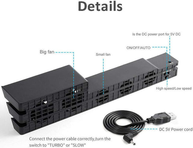 Linkstyle Cooling Fan for PS4 PRO, USB External Cooler 5 Fan Turbo Temperature Control Compatible with Sony Playstation Pro Gaming Console - The Gadget Collective