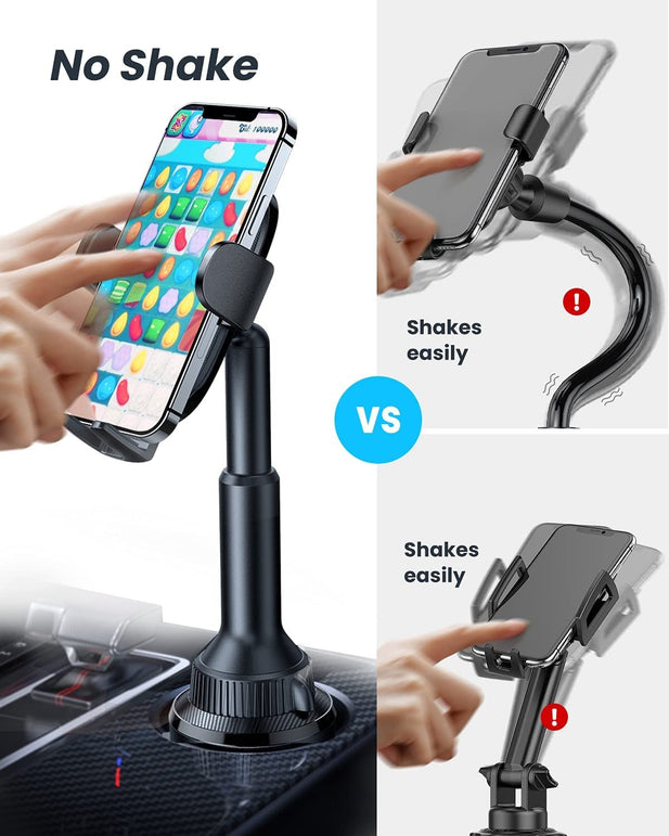 LISEN Cup Holder Phone Mount Holder No Shaking Cup Phone Holder for Car Rock Solid Car Phone Holder Mount for Cars, Trucks, Suvs Etc, Compatible with Iphone 14 13 plus Pro Max Samsung All 4-7'' Phones - The Gadget Collective