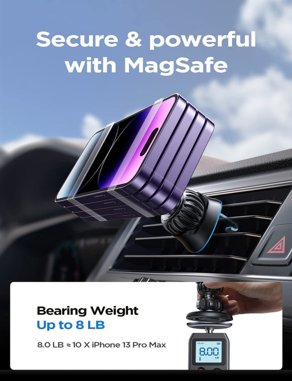 LISEN Fits Magsafe Car Mount for Iphone Strong Magnetic Phone Holder for Car Vent Dashboard Handsfree Iphone Car Mount Holder Car Accessories for Magsafe Iphone 14 Pro plus 12/13 All Phones Tablets - The Gadget Collective