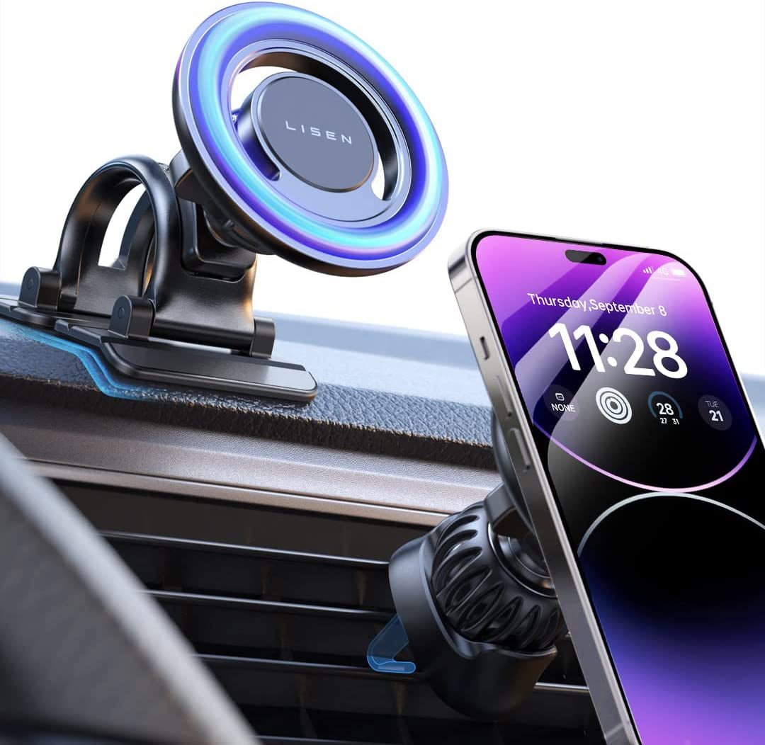 LISEN Phone Holders for Your Car [Enjoy Never Blocking] Car Phone Holder  Mount [Easily Install] Cell Phone Holder for Car Compatible for iPhone 15  14