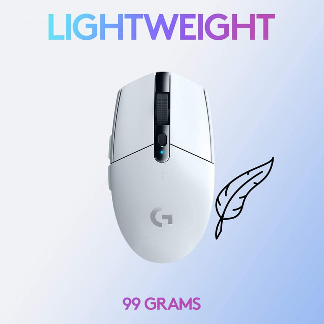 Logitech G305 LIGHTSPEED Wireless Gaming Mouse, Hero 12K Sensor, 12,000 DPI, Lightweight, 6 Programmable Buttons, 250H Battery Life, On-Board Memory, Pc/Mac - White - The Gadget Collective