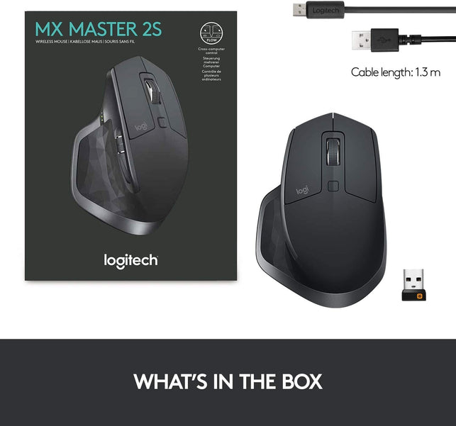 Logitech MX Master 2S Wireless Mouse – Use on Any Surface, Hyper-Fast Scrolling, Ergonomic Shape, Rechargeable, Control Upto 3 Apple Mac and Windows Computers, Graphite (Discontinued by Manufacturer) - The Gadget Collective