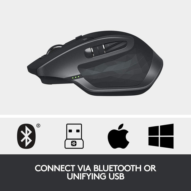 Logitech MX Master 2S Wireless Mouse – Use on Any Surface, Hyper-Fast Scrolling, Ergonomic Shape, Rechargeable, Control Upto 3 Apple Mac and Windows Computers, Graphite (Discontinued by Manufacturer) - The Gadget Collective