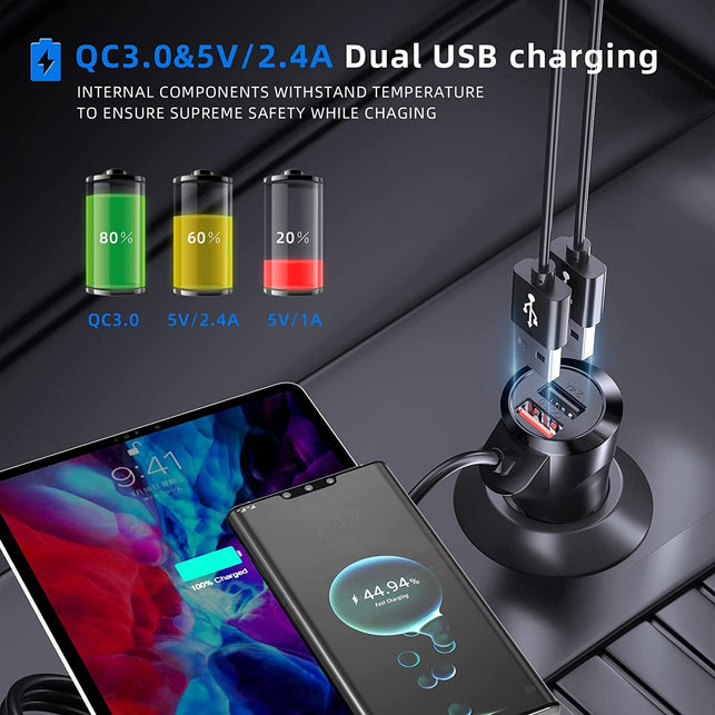 Magift Bluetooth FM Transmitter for Car - 3 in 1 Bluetooth Car Adapter with Phone Holder Supports QC3.0 Charging,Stronger Microphone & Enhanced FM Transmission Are Built in Car Bluetooth Adapter - The Gadget Collective