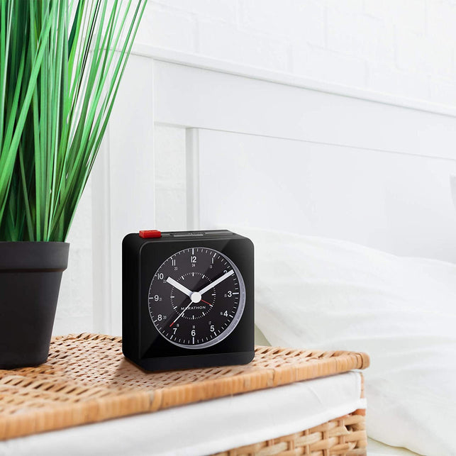 MARATHON Analog Desk Alarm Clock with Auto-Night Light - The Gadget Collective