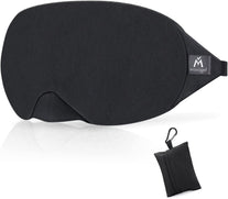 Mavogel Cotton Sleep Eye Mask - Light Blocking Sleep Mask, Includes Travel Pouch, Soft, Comfortable, Blindfold, 100% Handmade, Sleep Mask for Travel/Sleeping/Shift Work/Meditation, Black - The Gadget Collective