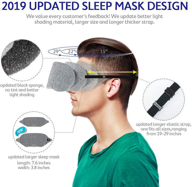 Mavogel Cotton Sleep Eye Mask - New Design Light Blocking Sleep Mask, Includes Travel Pouch, Soft, Comfortable, Blindfold, 100% Handmade, Best Blinder - The Gadget Collective