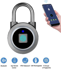 MEGAFEIS Fingerprint Padlock, Bluetooth Lock, Mobile APP, Smart Padlock with Keyless Biometric, Water Resistant, Suitable for Gym, Sports, Bike, Schoo - The Gadget Collective