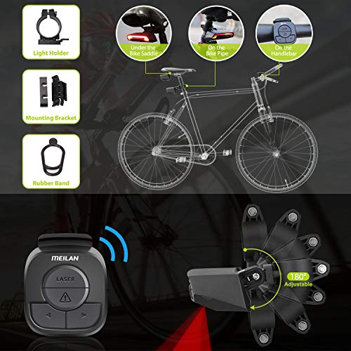 MEILAN X5 Smart Bike Tail Light with Turn Signals and Automatic Brake Light Wireless Remote Control Bike Rear Light Back USB Rechargeable Safety Warni - The Gadget Collective