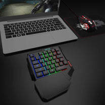 MFTEK One Hand Gaming Keyboard and Mouse Combo, RGB Rainbow Backlit One-Handed Mechanical Feeling Gaming Keyboard with Wrist Rest Support, USB Wired K - The Gadget Collective