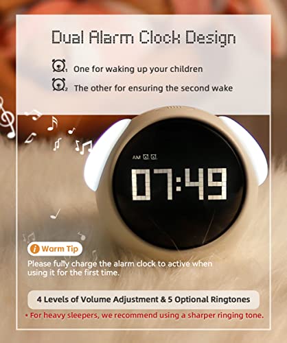 MikoDream Kids Alarm Clock, Dual Alarm Setting, Adjustable Brightness Night Light, Voice-Activated,Temperature Detection, Wake-up Alarm Clock, Toy and Gift for Toddler, Children, Students, Boys&Girls - The Gadget Collective