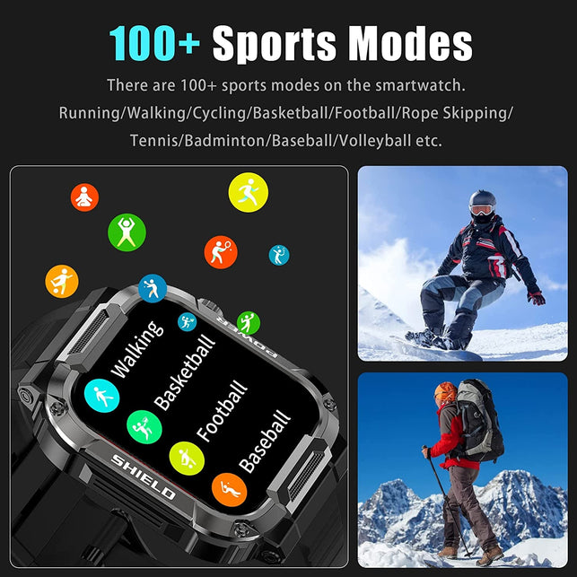 Military Smart Watch for Men (Answer/Dial Calls), 1.85" Touch Screen Tactical Smartwatch for Android Phones Iphone, IP68 Waterproof Outdoor Sports Fitness Tracker with Heart Rate/Spo2/Sleep/Ai Voice - The Gadget Collective