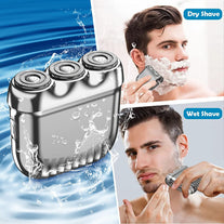 Mini Shaver for Men Electric Razor - Portable Electric Shaver USB Pocket Travel Shaver with 3 Rotary Shaver Head Wet Dry Face Shaver for Men Cordless Battery Shavers for Men Beard Shaving Gift for Men - The Gadget Collective