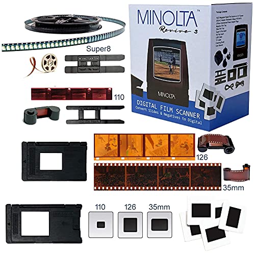 MINOLTA Film & Slide Scanner, Convert Color & B&W 35mm, 126, 110 Negative & Slides, Super 8 Films to 22MP JPEG Digital Photos, 16GB SD Card, Worldwide - The Gadget Collective