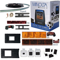 MINOLTA Film & Slide Scanner, Convert Color & B&W 35Mm, 126, 110 Negative & Slides, Super 8 Films to 22MP JPEG Digital Photos, 16GB SD Card, Worldwide (Black) - The Gadget Collective