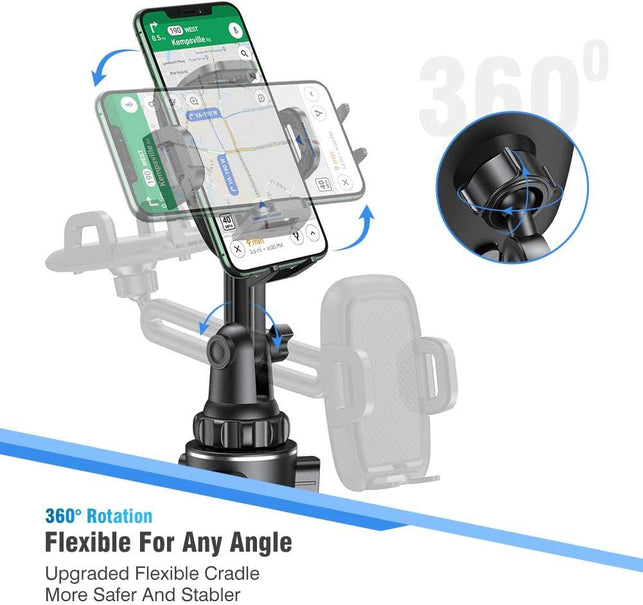 Miracase Cup Holder Phone Mount for Car, Universal Universal Long Neck Car Cup Phone Holder Cradle Car Mount for Iphone Samsung Google and Most Smartphones - The Gadget Collective