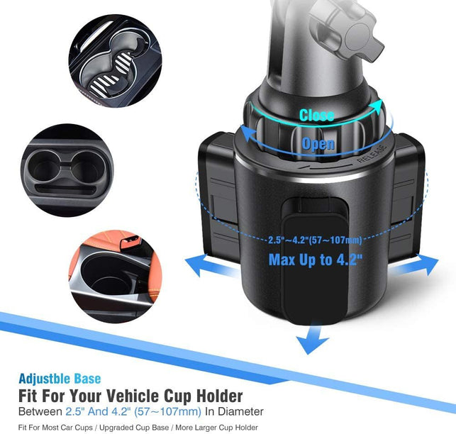 Miracase Cup Holder Phone Mount for Car, Universal Universal Long Neck Car Cup Phone Holder Cradle Car Mount for Iphone Samsung Google and Most Smartphones - The Gadget Collective