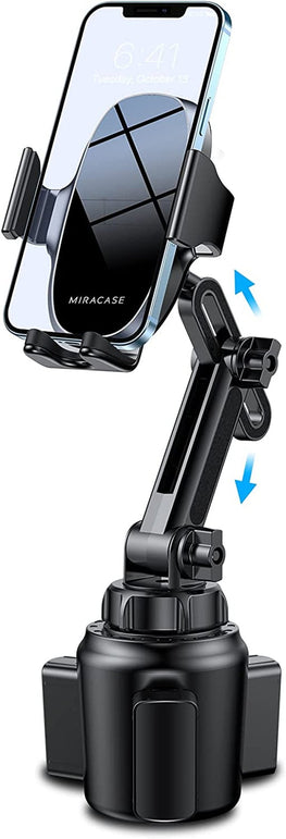 Miracase [Upgraded Version] Cup Phone Holder for Car, Universal Adjustable Long Neck Car Cup Holder Phone Mount Cradle Friendly Compatible with Iphone Samsung Google and All Smartphones - The Gadget Collective