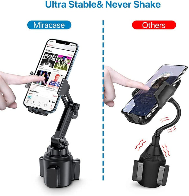 Miracase [Upgraded Version] Cup Phone Holder for Car, Universal Adjustable Long Neck Car Cup Holder Phone Mount Cradle Friendly Compatible with Iphone Samsung Google and All Smartphones - The Gadget Collective