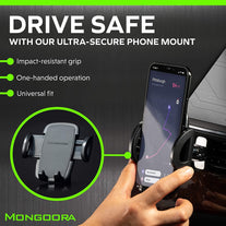 Mongoora Air Vent Car Phone Mount Holder - Locking Cell Phone Car Mount Universal for Any Smartphone, Iphone, Android - Clip on Car Phone Holder for Dashboard - Stocking Stuffers, White Elephant Gift - The Gadget Collective