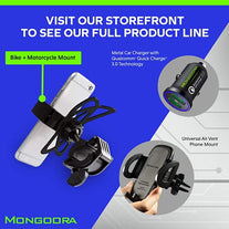 Mongoora Bike & Motorcycle Phone Mount w/ 3 Bands (Black, Red, Green) Cell Phone Holder for Bicycle Handlebar Easy to Install Bike Accessories - The Gadget Collective