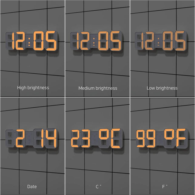 mooas Pure Mini Orange 3D LED Clock, Multi-Function LED Clock (Calendar, Alarm, Temperature) - The Gadget Collective