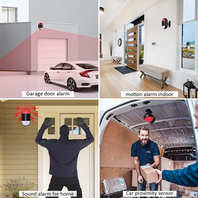 Motion Sensor Alarm Indoor: Wireless Motion Detector Alarm with Siren & Strobe (125Db, 328Ft Remote Control, Battery Operated), Portable Door Chime Bell Alert Burglar for Shop Home Garage Shed Car - The Gadget Collective