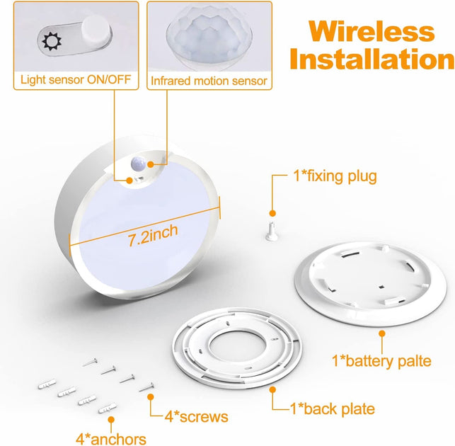 Motion Sensor Ceiling Light Battery Operated, Yurnero Battery Powered Ceiling Light with 400LM, 6000K, 7.8 Inch Motion Activated Light for Closet Stair Hallway Shower Shed Garage Pantry Basement Porch - The Gadget Collective