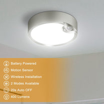 Motion Sensor Ceiling Light Battery Operated, Yurnero Battery Powered Ceiling Light with 400LM, 6000K, 7.8 Inch Motion Activated Light for Closet Stair Hallway Shower Shed Garage Pantry Basement Porch - The Gadget Collective