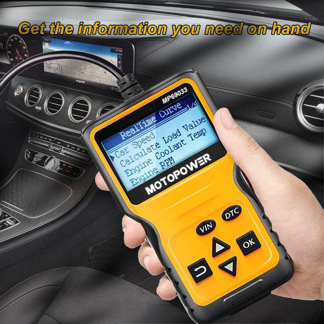 MOTOPOWER MP69033 Car OBD2 Scanner Code Reader Engine Fault Code Reader Scanner CAN Diagnostic Scan Tool for All OBD II Protocol Cars Since 1996, Yell - The Gadget Collective