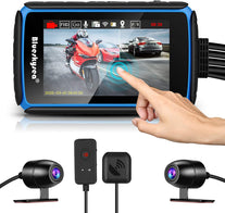 Motorcycle Dash Cam Camera, Blueskysea DV988 1080P 30Fps Dual Wide Angle 140 Degree Lens Sportbike Recording DVR with 4'' Touch Screen Rugged 32GB Card Loop Recording GPS Mode - The Gadget Collective