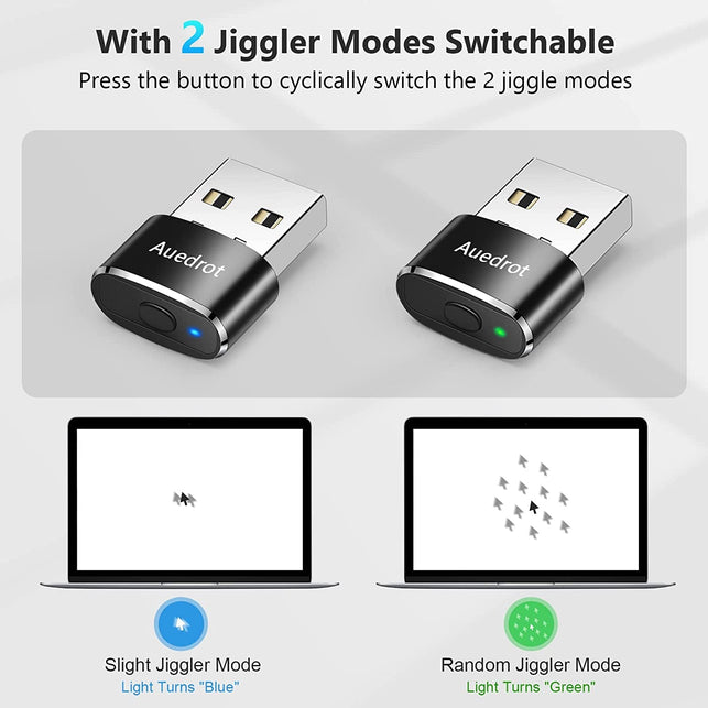 Mouse Jiggler Undetectable Metal USB Mouse Mover with Switch Button, Automatic Mini Mouse Shaker with 2 Jiggle Modes, Mouse Simulator, Driver-Free, Plug & Play, Keep Computer/Laptop Awake, Black - The Gadget Collective