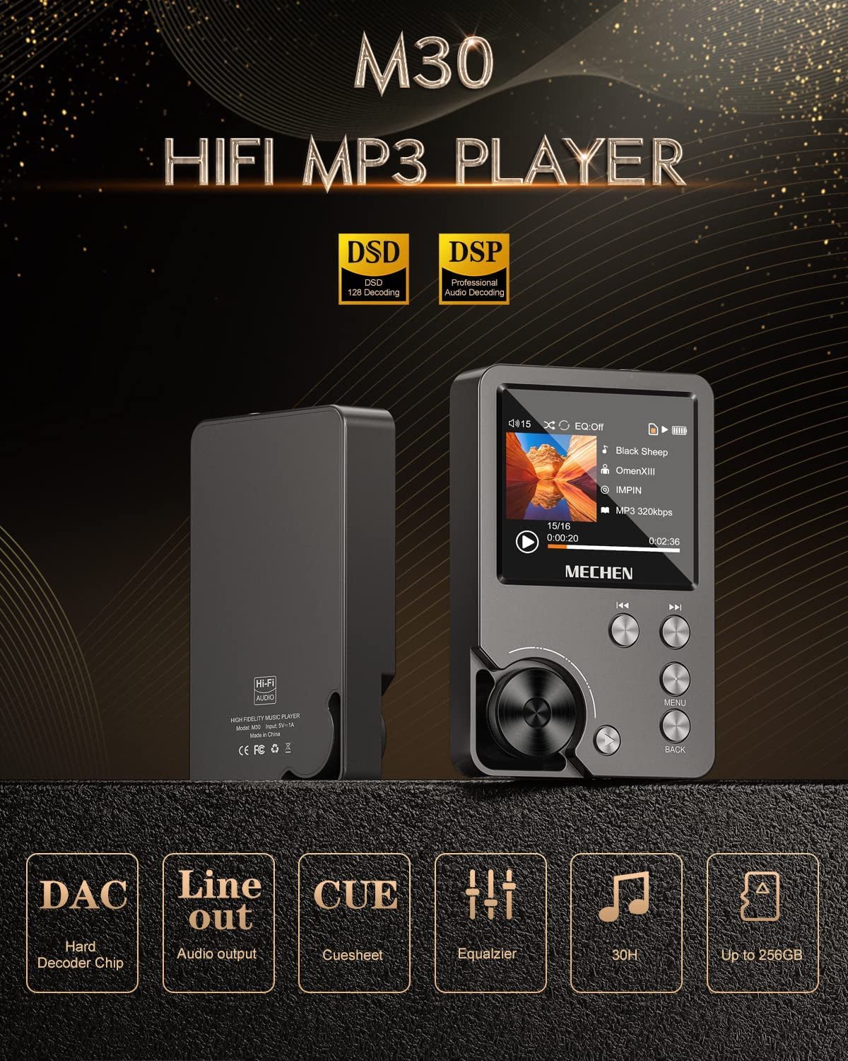 MP3 Player, MECHEN Lossless DSD High Resolution Portable Digital Audio ...