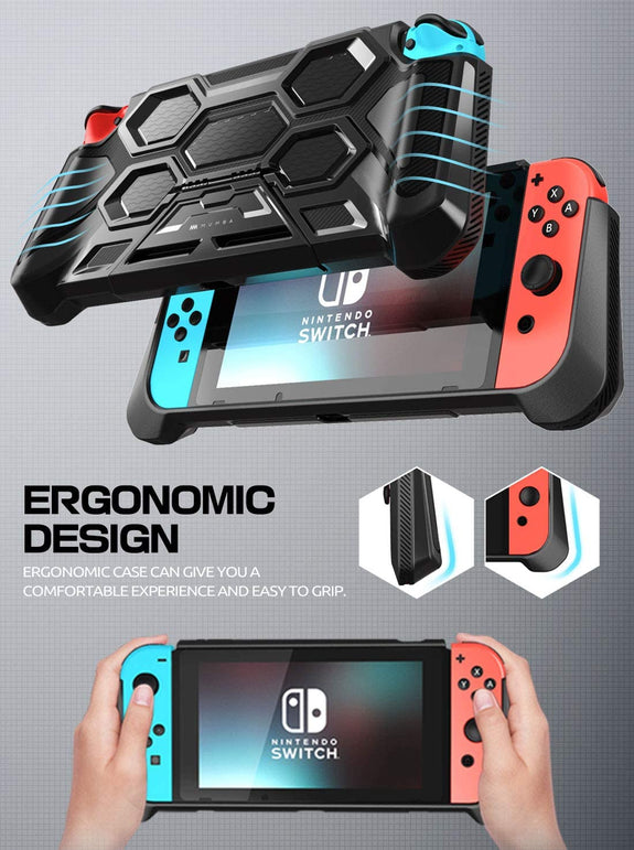 Mumba Protective Case for Nintendo Switch, [Battle Series] Heavy Duty Grip Cover for Nintendo Switch Console with Comfort Padded Hand Grips and Kickst - The Gadget Collective