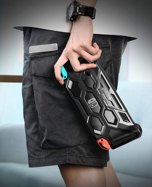 Mumba Protective Case for Nintendo Switch, [Battle Series] Heavy Duty Grip Cover for Nintendo Switch Console with Comfort Padded Hand Grips and Kickst - The Gadget Collective