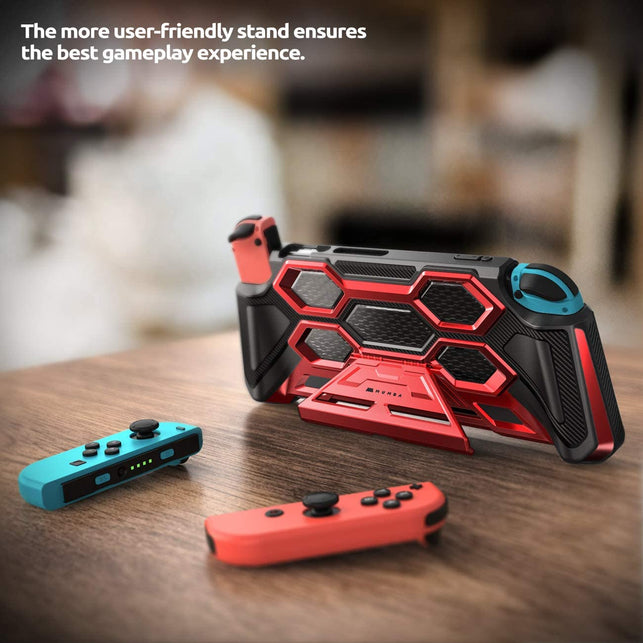 Mumba Protective Case for Nintendo Switch, [Battle Series] Heavy Duty Grip Cover for Nintendo Switch Console with Comfort Padded Hand Grips and Kickst - The Gadget Collective