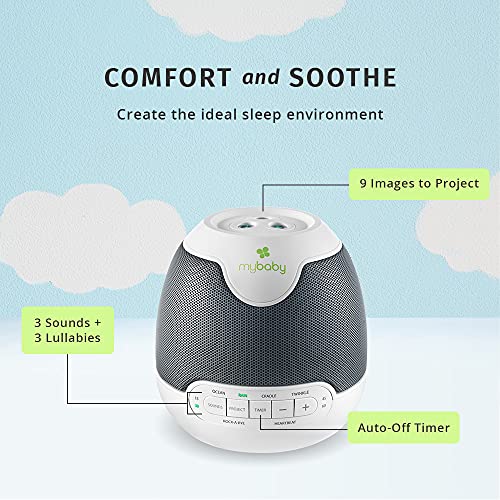 MyBaby, SoundSpa Lullaby - Sounds & Projection, Plays 6 Sounds & Lullabies, Image Projector Featuring Diverse Scenes, Auto-Off Timer Perfect for Napti - The Gadget Collective
