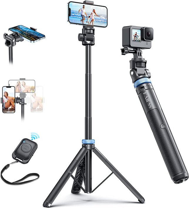 [Newest] 62" Selfie Stick Tripod with Remote - Kaiess Tripod for Iphone, High Strength Legs & Extendable Tube Tripod Stand, Fit for Iphone 13 Pro Max/13 Pro/12 Pro Max/Samsung S22/Camera/Gopro - The Gadget Collective