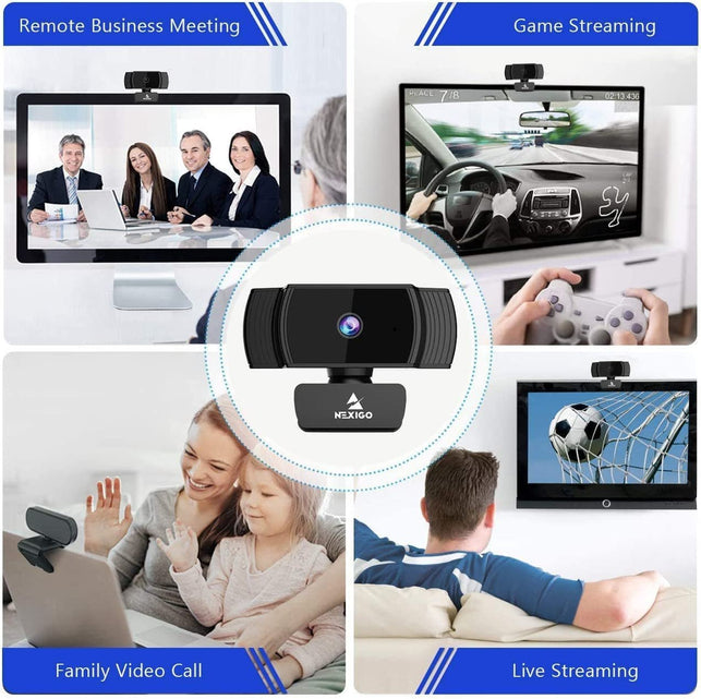 Nexigo N930AF Webcam with Microphone for Desktop, Autofocus, Webcam for Laptop, Computer Camera, 1080P HD USB Web Camera, Compatible with Zoom/Skype/Teams/Webex - The Gadget Collective